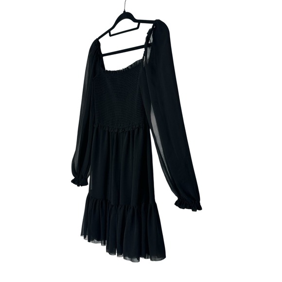 Aritzia Wilfred Dress Women's XS Black‎ Tempest Mini Smocked Long Sleeve Stretch - Picture 9 of 10